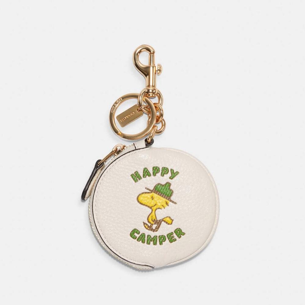 Coach X Peanuts Circular Pouch Bag Charm With Woodstock